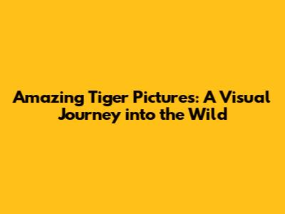 Amazing Tiger Pictures: A Visual Journey into the Wild