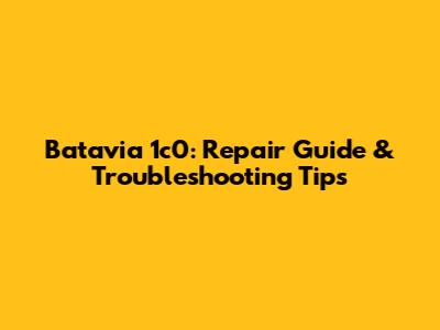 Batavia 1c0: Repair Guide & Troubleshooting Tips