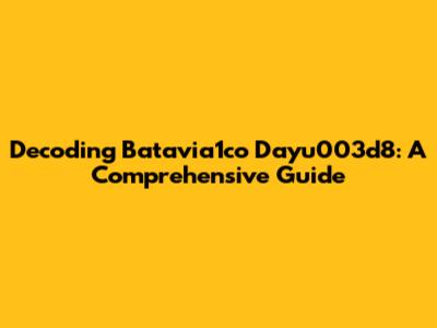 Decoding Batavia1co Dayu003d8: A Comprehensive Guide
