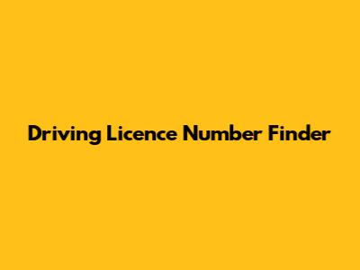 Driving Licence Number Finder