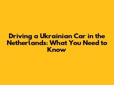 Driving a Ukrainian Car in the Netherlands: What You Need to Know