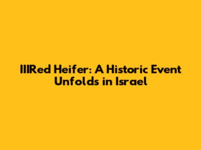 IIIRed Heifer: A Historic Event Unfolds in Israel