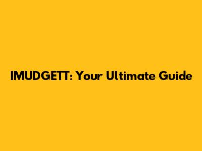 IMUDGETT: Your Ultimate Guide