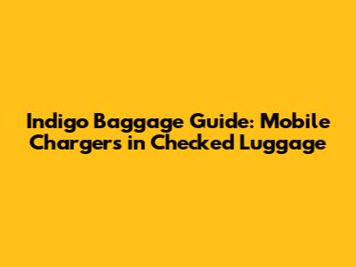 Indigo Baggage Guide: Mobile Chargers in Checked Luggage