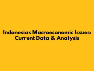 Indonesia's Macroeconomic Issues: Current Data & Analysis