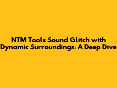 NTM Tools Sound Glitch with Dynamic Surroundings: A Deep Dive