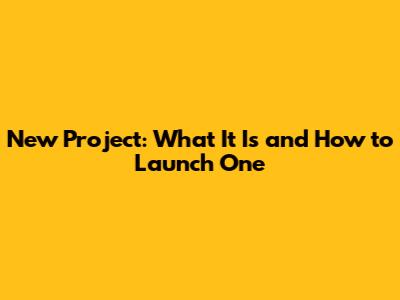 New Project: What It Is and How to Launch One