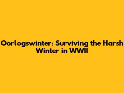 Oorlogswinter: Surviving the Harsh Winter in WWII