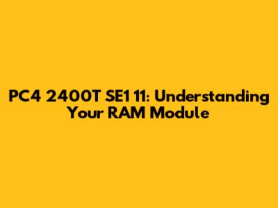 PC4 2400T SE1 11: Understanding Your RAM Module