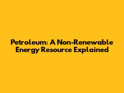 Petroleum: A Non-Renewable Energy Resource Explained