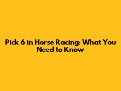 Pick 6 in Horse Racing: What You Need to Know