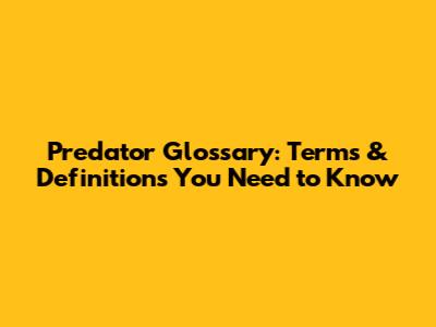 Predator Glossary: Terms & Definitions You Need to Know