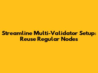 Streamline Multi-Validator Setup: Reuse Regular Nodes