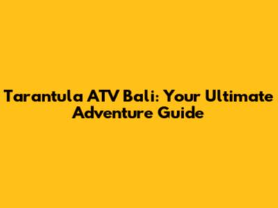 Tarantula ATV Bali: Your Ultimate Adventure Guide