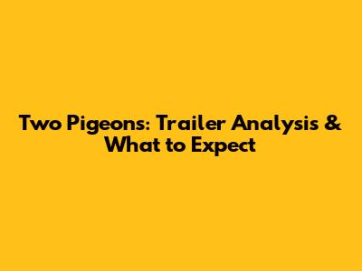 Two Pigeons: Trailer Analysis & What to Expect