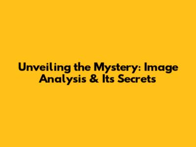 Unveiling the Mystery: Image Analysis & Its Secrets