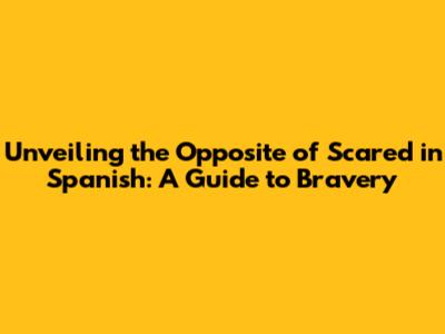 Unveiling the Opposite of Scared in Spanish: A Guide to Bravery